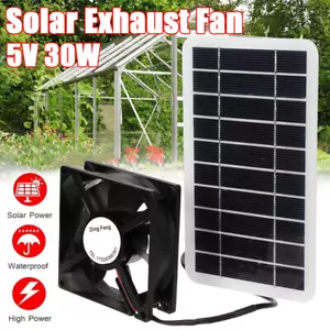 30W 5V Solar Powered Fan Mini Exhaust Fan for Greenhouse Chicken House Vent Fan - Picture 1 of 12