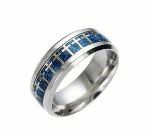 Mens Size 10, 11, or 12 Cross Ring Blue Stainless Steel - Picture 1 of 1