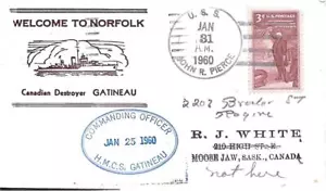 HMCS GATINEAU (DDE-236) 25 Jan 1960 Commanding Officer Welcome to Norfolk - Picture 1 of 1