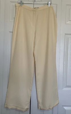 Tommy Bahama Pants Womens 16 Cream Silk Wide Leg Unhemmed - Image 1 of 4