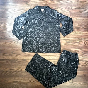 Cabernet Damen schwarz Leopardenmuster 2-teiliges Pyjama Set neu ohne Etikett Größe Medium - Bild 1 von 12