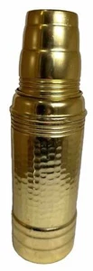 Vintage French Thermos Flask, Hammered Copper Colour Metal, Cork Stopper, BROKEN - Picture 1 of 14