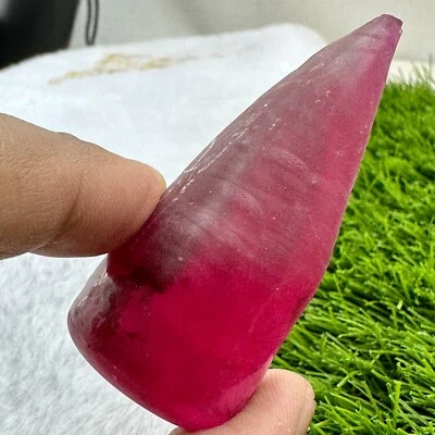 LAB CREATED 46.33 G PIGEON BLOOD RED RUBY #5 ROUGH CORUNDUM Half Boule GEMSTONE - Image 1 of 3