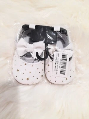 Sapatos berço infantil bebê menina Mary Jane estampa de estrela dourada - Tamanho 3 - Imagem 1 de 2