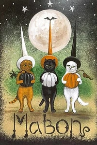 Póster 12x18 RYTA Gato Negro Halloween Otoño Equinoccio bruja impresión de pintura arte - Imagen 1 de 1