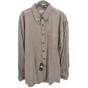 Nuevo con etiquetas Haggar City Casuals marrón y crema a cuadros botones en talla grande - Imagen 1 de 3