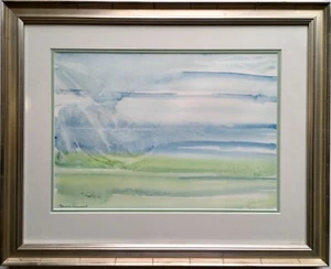 Pintura Acuarela Paisaje Abstracto Original Modernista Marcia Beaumont Firmada - Imagen 1 de 12