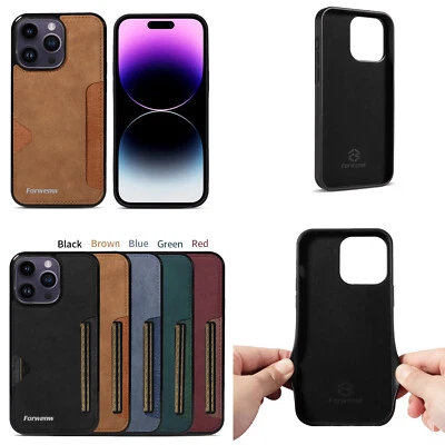 Funda para teléfono Forwenw soporte para tarjeta de crédito cuero PU cubierta trasera a prueba de golpes Foto 1 de 4