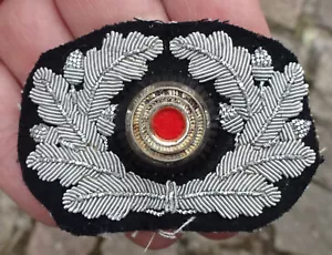 original WH Heer Kokarde Nationale für Schirmmütze Offizier gestickt auf schwarz - Bild 1 von 3