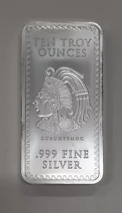 Barra de plata fina .999 diseño Cuauhtémoc de 10 onzas troy - Ver fotos - Imagen 1 de 3