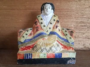 Antike japanische Tsuchi Ningyō Steingut sitzende Figur - Bild 1 von 10