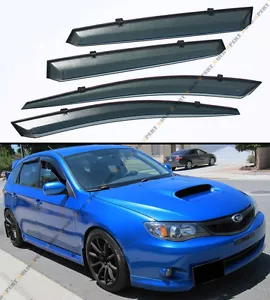 FOR 2008-14 SUBARU IMPREZA WRX STi CLIP-ON SMOKE TINTED WINDOW VISOR VENT GUARD - Picture 1 of 4