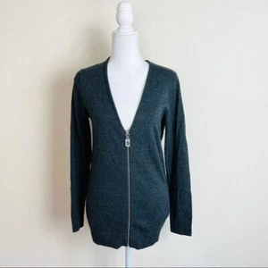 Giacca cardigan Michael Kors grigio maglia scollo a V logo zip pull - Foto 1 di 8