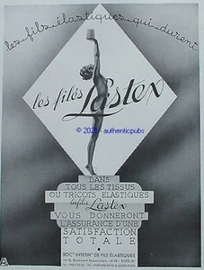 PUBLICITE LES FILES LASTEX FILS ELASTIQUES QUI DURENT FEMME DE 1935 AD PUB - Picture 1 of 1