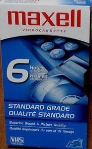 Maxell Video Cassette - Six Hours - Standard Grade - Blank VHS - BRAND NEW - Picture 1 of 1
