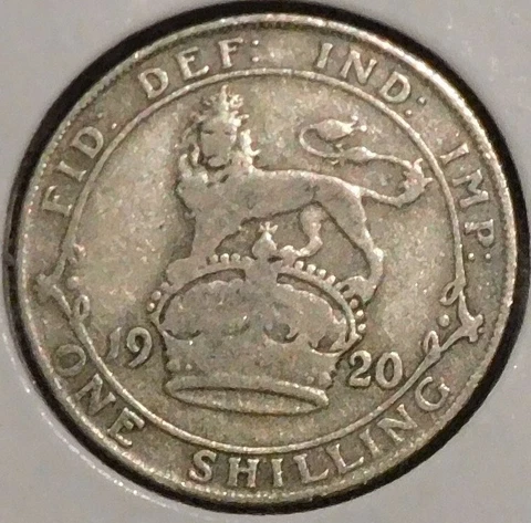 British Silver Shilling - 1920 - King George V Cover