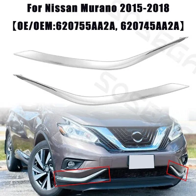 Cubiertas molduras cromadas para parachoques delantero izquierdo y derecho para Nissan Murano 2015-2018 Foto 1 de 4