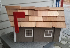 Amish Crafted Barn Style Mailbox (Clay Grey/White Trim) - Lancaster County Made - Picture 1 of 3