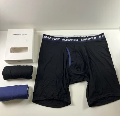 x3 BAMBOO COOL Men Long Boxer Briefs Performance Long Leg Sports Underwear L — 第 1/4 张图片