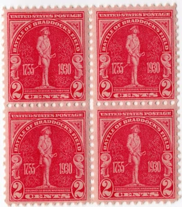 Scott #688 Battle of Braddock's Field George Washington Block of 4 Stamps - MNH - Picture 1 of 2