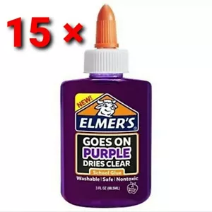 Lot of 15 Elmer's School Glue Purple 3oz Goes On Purple Dries Clear, Washable - Picture 1 of 3