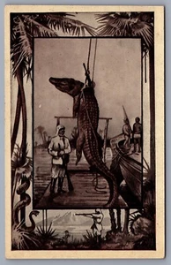 Krokodiljäger Schlangen Wild Afrika Mintz Postkarte H14 - Bild 1 von 2