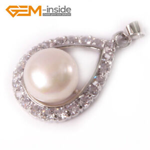 Pearl Beads Rhinestone Crystal Silver Plated Pendant Necklace Christmas Gift Box