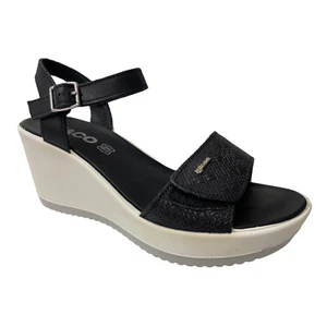SCARPE SANDALO ZEPPA DONNA IGIECO IGI E CO 3174100 PELLE NERO ORIGINALE PE - Picture 1 of 6