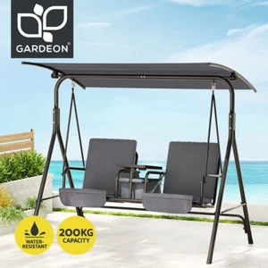 Gardeon Outdoor Swing Chair Garden Furniture Canopy Cup Holder 2 Seater Grey - Picture 1 of 9