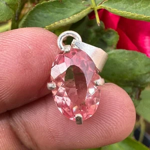 Colgante de piedras preciosas de zafiro Padparadscha natural certificado de 10,90 quilates en plata 925 - Imagen 1 de 6