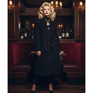 Abrigo De Colección A Trigere Lana Visón Cola Bufanda Abrigo 8 Mob Wife Dark Academia De Colección - Imagen 1 de 12