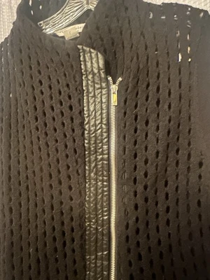 Chaqueta Peter Nygard negra con cremallera para mujer con ribete de cuero sintético grande Foto 1 de 4