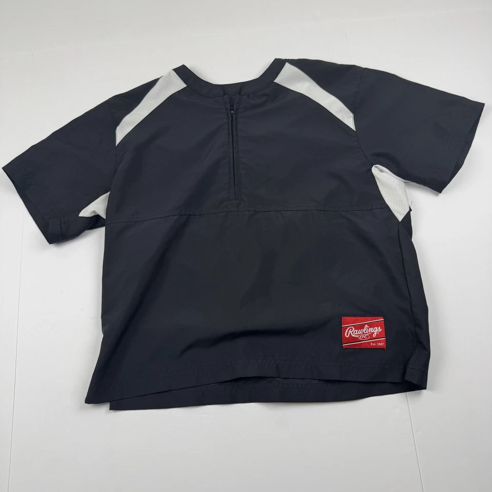 Rawlings Shirt Youth Large Black Gray Short Sleeve 1/4 Zip Baseball Pullover Top - Image 1 of 4