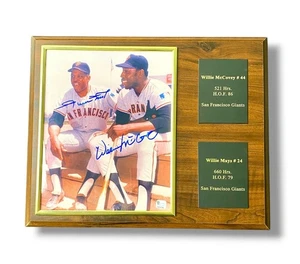 Willie McCovey & Willie Mays signierte Foto-Plakette mit Statistiken & globalem Auth. Cert. - Bild 1 von 5