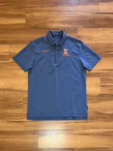 Nike Illinois Fighting Illini Blue Dri-Fit Polo Shirt On Field Men’s Size Medium - Picture 1 of 15
