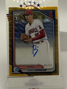 2024 Bowman Draft Chrome RYAN JOHNSON 1st Bowman Auto Gold Wave /50 Angels - Bild 1 von 9