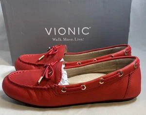 Zapatos mocasines Vionic Virginia para mujer 8,5 de cuero rojo cereza sin usar, en caja - Imagen 1 de 14