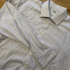 Men’s TM Lewin Purple Gingham Regular Button Down Shirt Size 20 Neck 38 Sleeve - Picture 1 of 8