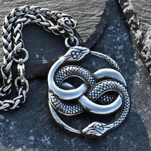 the Never Ending Story Schlange Ouroboros nordischer Talisman zwei Schlangen Auryn Anhänger - Bild 1 von 24