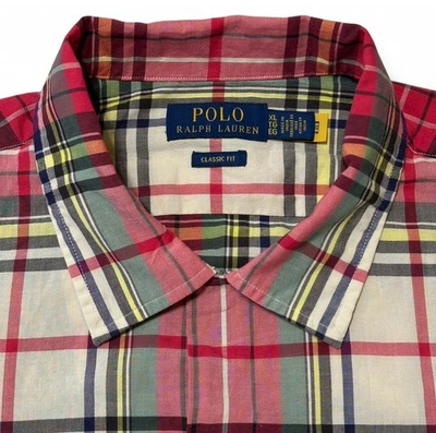 NUEVO CON ETIQUETAS Polo Ralph Lauren Madras Camisa de Campamento a Cuadros XL Calce Clásico Clady Seersucker Foto 1 de 4