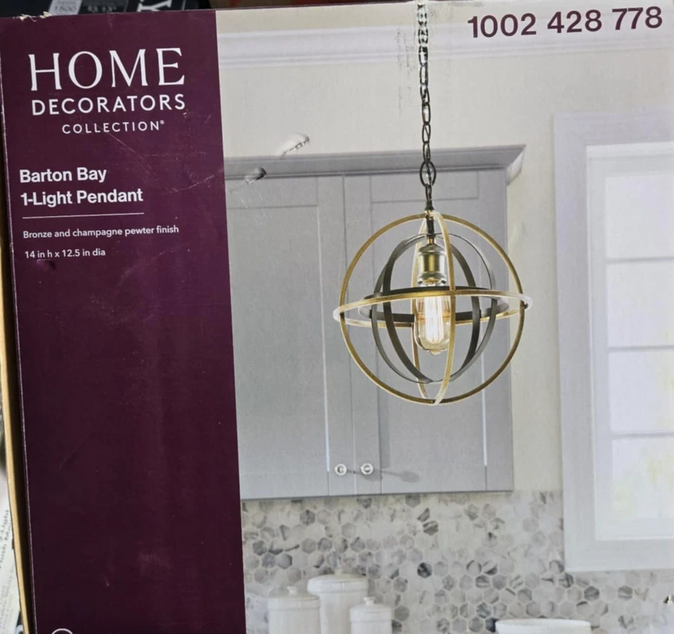 Home Decorators Collection 1-light Bronze and Champagne Pewter Orb Mini Pendant