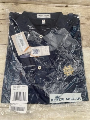 NOVA Camisa Polo Masculina Peter Millar Azul Marinho Notre Dame Performance Média - Imagem 1 de 4