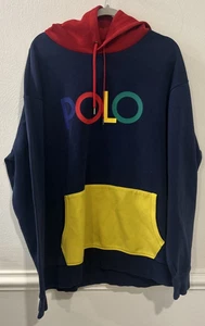 POLO RALPH LAUREN Sudadera con Capucha Talla 2XLT Para Hombres Azul Rojo Amarillo Verde Bloque de Color - Imagen 1 de 4