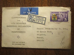 1965 SOUTHERN RHODESIA INDEPENDENCE REG COVER - Picture 1 of 2