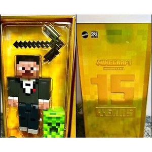 RARO Modellino Minecraft 15th Anniversary Tuxedo Steve Diamond Level Mojang - Foto 1 di 2