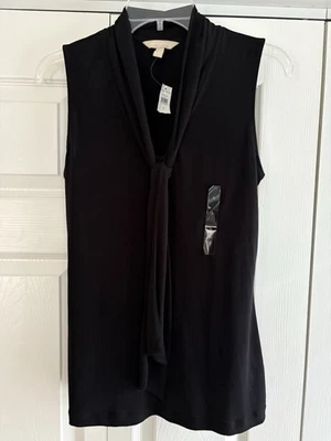 Banana Republic Women's Black Tie-Neck Top. Sz S. NWT - Image 1 of 4