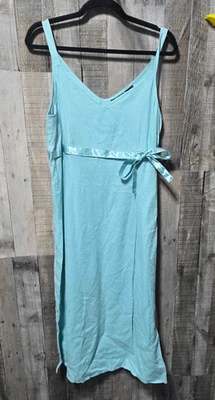 Vestido midi de lino verde azulado Willi Smith Foto 1 de 3