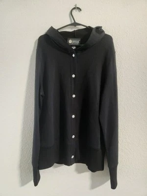 Christine Alexander Women’s button up hoodie cardigan sweater black size large - Image 1 of 4