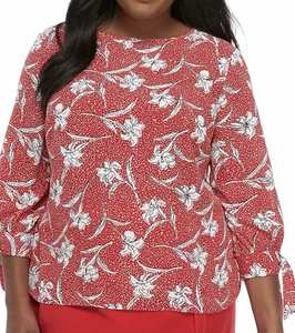 Blusa estampada manga corbata talla grande Nine West talla 2X - Imagen 1 de 3