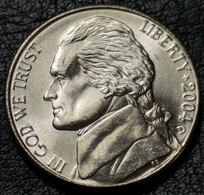 2004-D 5c Nickel Peace Medal Uncirculated+ Bu Mint State Struck Through Error - Image 1 of 4